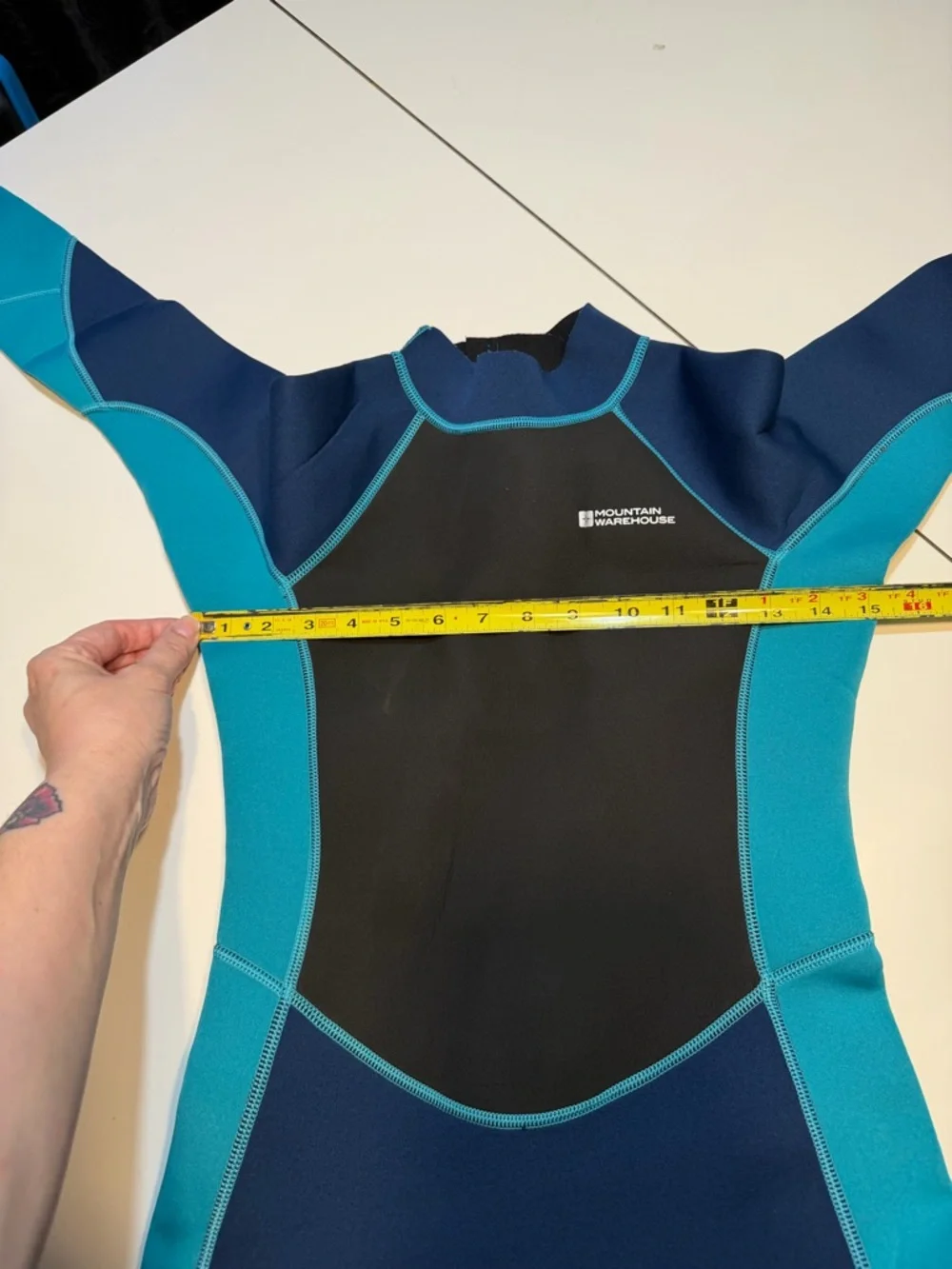 Mountain Warehouse Kids 11-12 Full Neoprene Wetsuit in navy and aqua